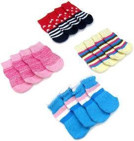 img 3 attached to 🧦 Alfie Pet - Riya Set of 4 Indoor Dog Paw Protection Socks