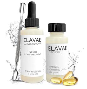 img 4 attached to Elavae Manicure Pedicure Kit: Cuticle Oil, Cuticle Remover Gel Cream, Nail Softener and Strengthener. All Natural Oil with Vitamin E and Nourishing Oils. 3 Piece Kit with Pusher Tool - Enhancing SEO