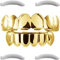 💎 24k gold plated teeth grills: top class jewels for men and women - hip hop, vampire fangs, with extra molding bars and microfiber cloth logo