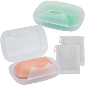img 4 attached to 🧼 Vonpri Soap Box Holder: Clear Soap Dish Savers, 2-Pack for Bathroom, Gym, Camping