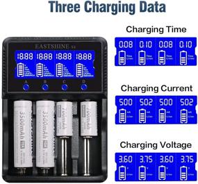 img 1 attached to Универсальное умное зарядное устройство для аккумуляторов: 4 слота для перезаряжаемых батарей - AA AAA C Ni-MH Ni-Cd Li-ion IMR 18650 26650 25500 16340 14500 18500 10440 18350 RCR123A - ЖК-дисплей, сертификат UL