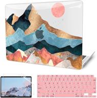 👉 g jgoo macbook air 13 inch case 2021 2020 2019 2018 m1 a2337 a2179 a1932 touch id, macbook air 2020 hard shell case + 2 keyboard cover + screen protector, golden peaks - compatible & protective logo