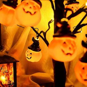 img 3 attached to 🎃 Halloween Tree Lights Tabletop Decorations: 2Ft Birch Tree with Orange LED Lights & Jack-O-Lantern Ornaments - Spooky Indoor Holiday Table Desk Home Decor