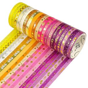 img 4 attached to 🎀 Skinny Gold Foil Washi Tape - 20 Rolls of 5mm Thin Kawaii Japanese Washi Tape Set: Pretty Purple Decorative Tape for Bullet Journal, Gift Packaging, and DIY Crafts