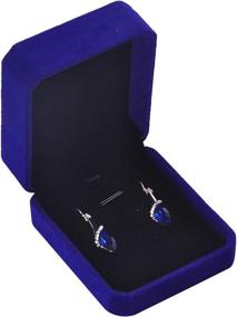img 2 attached to 💙 iSuperb 2-Piece Blue Velvet Necklace Pendant Box Set for Jewelry - Elegant Gift Boxes - 3.1x1.6x2.8inch