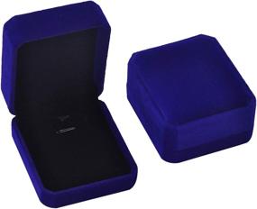 img 4 attached to 💙 iSuperb 2-Piece Blue Velvet Necklace Pendant Box Set for Jewelry - Elegant Gift Boxes - 3.1x1.6x2.8inch