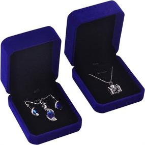 img 3 attached to 💙 iSuperb 2-Piece Blue Velvet Necklace Pendant Box Set for Jewelry - Elegant Gift Boxes - 3.1x1.6x2.8inch