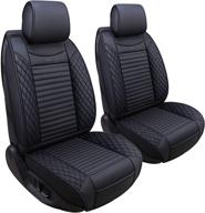 🚗 aierxuan front captain seat covers: premium leather car seat protector | waterproof universal fit for jeep wrangler liberty renegade compass cherokee mitsubishi outlander evolucion galant | set of 2 (front/black) logo