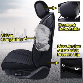 img 2 attached to 🚗 Aierxuan Front Captain Seat Covers: Premium Leather Car Seat Protector | Waterproof Universal Fit for Jeep Wrangler Liberty Renegade Compass Cherokee Mitsubishi Outlander Evolucion Galant | Set of 2 (Front/Black)