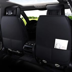 img 1 attached to 🚗 Aierxuan Front Captain Seat Covers: Premium Leather Car Seat Protector | Waterproof Universal Fit for Jeep Wrangler Liberty Renegade Compass Cherokee Mitsubishi Outlander Evolucion Galant | Set of 2 (Front/Black)