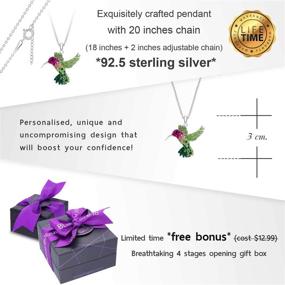 img 3 attached to 🌈 BLING BIJOUX Colorful Crystal Flying Hummingbird Pendant Necklace: A Rust-Free, Sterling Silver Jewelry Piece with Hypoallergenic Chain, Natural Beauty, and Free Gift Box for a Special Moment of Love