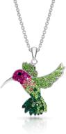 🌈 bling bijoux colorful crystal flying hummingbird pendant necklace: a rust-free, sterling silver jewelry piece with hypoallergenic chain, natural beauty, and free gift box for a special moment of love logo
