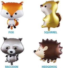 img 4 attached to 🎈 Woodland-themed Animal Balloons Set of 4: Fox, Squirrel, Hedgehog, Raccoon Party Decorations for Baby Shower or Birthday