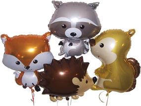 img 3 attached to 🎈 Woodland-themed Animal Balloons Set of 4: Fox, Squirrel, Hedgehog, Raccoon Party Decorations for Baby Shower or Birthday