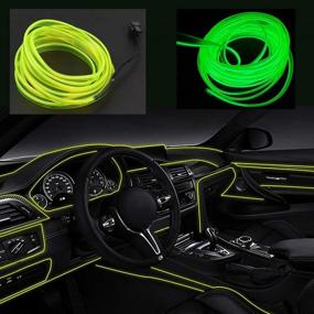 img 4 attached to 🚗 Fluorescent Green Car Interior LED Lights - ABALDI El Wire Kit for Car Decoration (16ft/5m) with Ambient Lighting