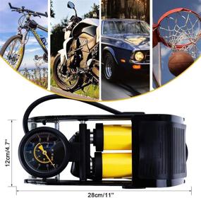 img 1 attached to 🚲 Portable High Pressure Double Cylinder Foot Air Bike Pump with Accurate Pressure Gauge, Smart Valves | 150PSI Air Pump for Bicycles, Motorcycles, Cars, Balls & Other Inflatables