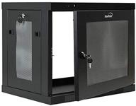 navepoint 9u wall mount rack enclosure server cabinet: secure switch-depth perforated door lock, space-saving design logo