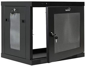 img 4 attached to NavePoint 9U Настенный шкаф-стойка для серверов с защищенными дверями и замком глубиной для переключателя, экономия места.