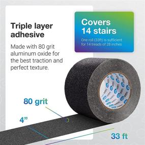 img 2 attached to 🔒 Premium Heavy Duty Anti-Slip Tape: 4inx33ft - High Traction, Waterproof Grip for Stairs, Skateboards & Outdoor Steps