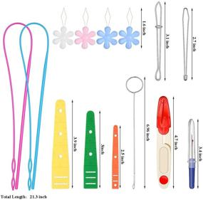 img 3 attached to 🧵 17-Piece Set for Drawstring Threader Tools, including 2 Plastic Drawstring Threaders, 2 Sewing Loop Turner Hooks, 2 Metal Drawstring Threaders, 2 Metal Tweezers, Scissors, Seam Ripper, 3 Flat Threaders, and 4 Needle Threaders