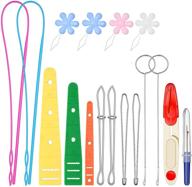 🧵 17-piece set for drawstring threader tools, including 2 plastic drawstring threaders, 2 sewing loop turner hooks, 2 metal drawstring threaders, 2 metal tweezers, scissors, seam ripper, 3 flat threaders, and 4 needle threaders logo