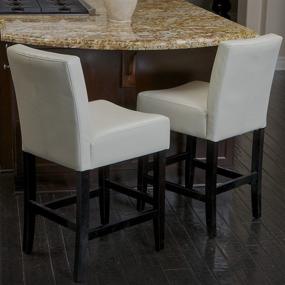 img 3 attached to GDFStudio Christopher Knight Home Lopez 🪑 Ivory Bonded Leather Counter Stools, Set of 2