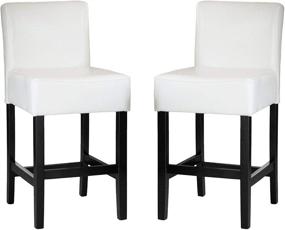 img 4 attached to GDFStudio Christopher Knight Home Lopez 🪑 Ivory Bonded Leather Counter Stools, Set of 2