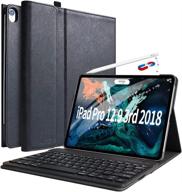 чехол coo для ipad pro 12,9 с клавиатурой 2018, 3-го поколения - беспроводная клавиатура bluetooth - магнитный кожаный чехол логотип