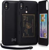 📱 toru cx pro iphone xs max wallet case: dual layer protection with hidden card holder, id slot, mirror & lightning adapter - matte black logo