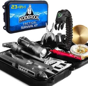 img 4 attached to 🔥 Ultimate Survival Kit 23 in 1: Outdoor Military Gear for Camping, Hiking, and Adventure - Perfect Birthday Gift for Men, Husband - With Flashlight, Tactical Pen, Emergency First Aid Blanket, Paracord Bracelet