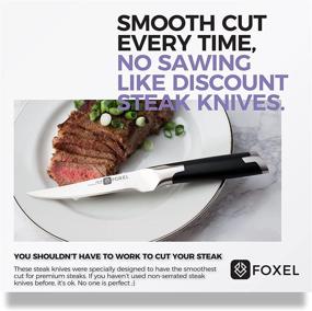 img 2 attached to 🔪 Foxel VG10 Steak Knives Knife Set - Non Serrated Straight Edge Blade, Razor Sharp - Premium Steel - Gift Box Set - Hand Wash Only - 4, 8, or 12 Piece Collection