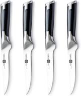 🔪 foxel vg10 steak knives knife set - non serrated straight edge blade, razor sharp - premium steel - gift box set - hand wash only - 4, 8, or 12 piece collection logo