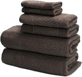 img 3 attached to 6 Piece Luxury Bath Towels Set - Classic Turkish Towels for Bathroom - 100% Cotton, Softly Textured and Highly Absorbent Bath, Hand, and Washcloths Towels (2 Each) in Rich Chocolate Brown