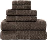 6 piece luxury bath towels set - classic turkish towels for bathroom - 100% cotton, softly textured and highly absorbent bath, hand, and washcloths towels (2 each) in rich chocolate brown logo