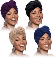 🧣 stylish satinior african pattern headwrap set: pre-tied bonnet turban knot beanie cap - 4 pieces logo