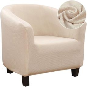 img 4 attached to 🪑 Stretchable Jacquard Tub Chair Slipcover – Premium Spandex Club Chair Cover for Ultimate Sofa Protection