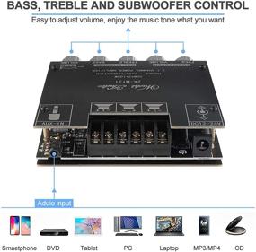 img 1 attached to 🔊 Bluetooth Усилительная плата 2.1 - 2X50W+100W - Модуль усилителя звуковой мощности на 12-24 В с басами и регулировкой высоких частот - Идеально подходит для акустических систем для дома в магазине - Включая антенну