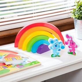 img 1 attached to 🌈 Melissa and Doug Blue's Clues and You! Wooden Rainbow Stacking Puzzle - 9 Piece Set