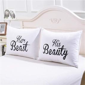 img 2 attached to DasyFly His Hers Couples Pillowcases: Her Beast and His Beauty - Cute Couples Gift for Wedding, V-Day