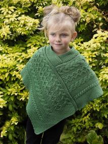 img 3 attached to 🧥 Aran Crafts Merino Wool Poncho SH4563 - Green M Boys' Sweater Clothing