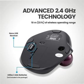 img 2 attached to 🖱️ Perixx 11568 Perimice-717 Wireless Trackball Mouse, Built-in 1.34" Trackball with Pointing Feature, 5 Programmable Buttons, 2 DPI Levels, Sleek Black