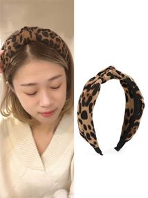 img 3 attached to Women's Girls' Wide Knotted Bow Headbands, Leopard Print Headband Cheetah Hairband Hair Accessories Head Band Wrap