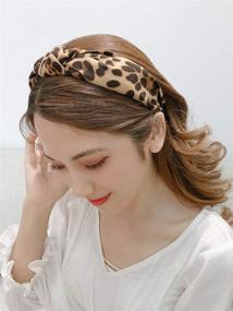 img 2 attached to Women's Girls' Wide Knotted Bow Headbands, Leopard Print Headband Cheetah Hairband Hair Accessories Head Band Wrap