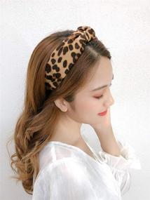 img 1 attached to Women's Girls' Wide Knotted Bow Headbands, Leopard Print Headband Cheetah Hairband Hair Accessories Head Band Wrap