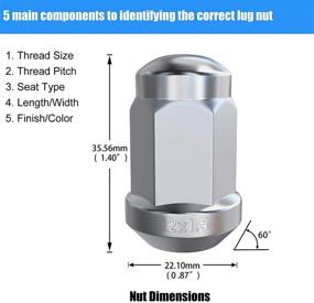 img 2 attached to 🔧 NPAUTO Шестигранные хромированные гайки колесных болтов 12x1.5 сферической формы, конусовидного сидения - 19 мм - Замена на Honda, Ford, Compass, Dodge - Набор из 20 штук