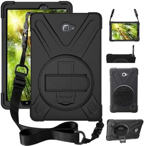 img 4 attached to 📱 ZenRich Shockproof Case with Stand/Hand Strap/Shoulder Belt for Samsung Galaxy Tab A 10.1 inch 2016 (SM-P580/P585) - Black