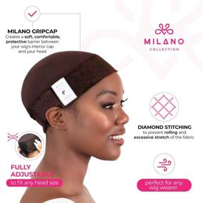 img 2 attached to 👒 Коллекция Milano GripCap: Комбо для максимального комфорта с подпоясом для парика и парикмахерской сеткой в коричневом цвете