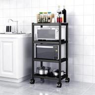 🛒 wpt kitchen baker's rack utility storage shelf microwave stand cart on wheels, adjustable kitchen organizer rack with 4 tiers of shelves, stainless steel ... logo