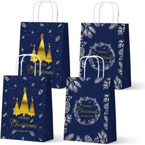 img 4 attached to 24-Piece Christmas Party Supplies Winter Holiday Paper Gift Bags Xmas Party Favor Bags Merry Christmas Thank You Bags