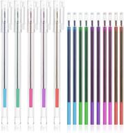 🖍️ inee water erasable fabric marking pen set: 5 colors, extra fine tip, 10 free refills - ideal for cross stitch, embroidery, sewing, quilting logo